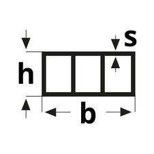 Aluminium Tubes Rect., With 2 Center-Web